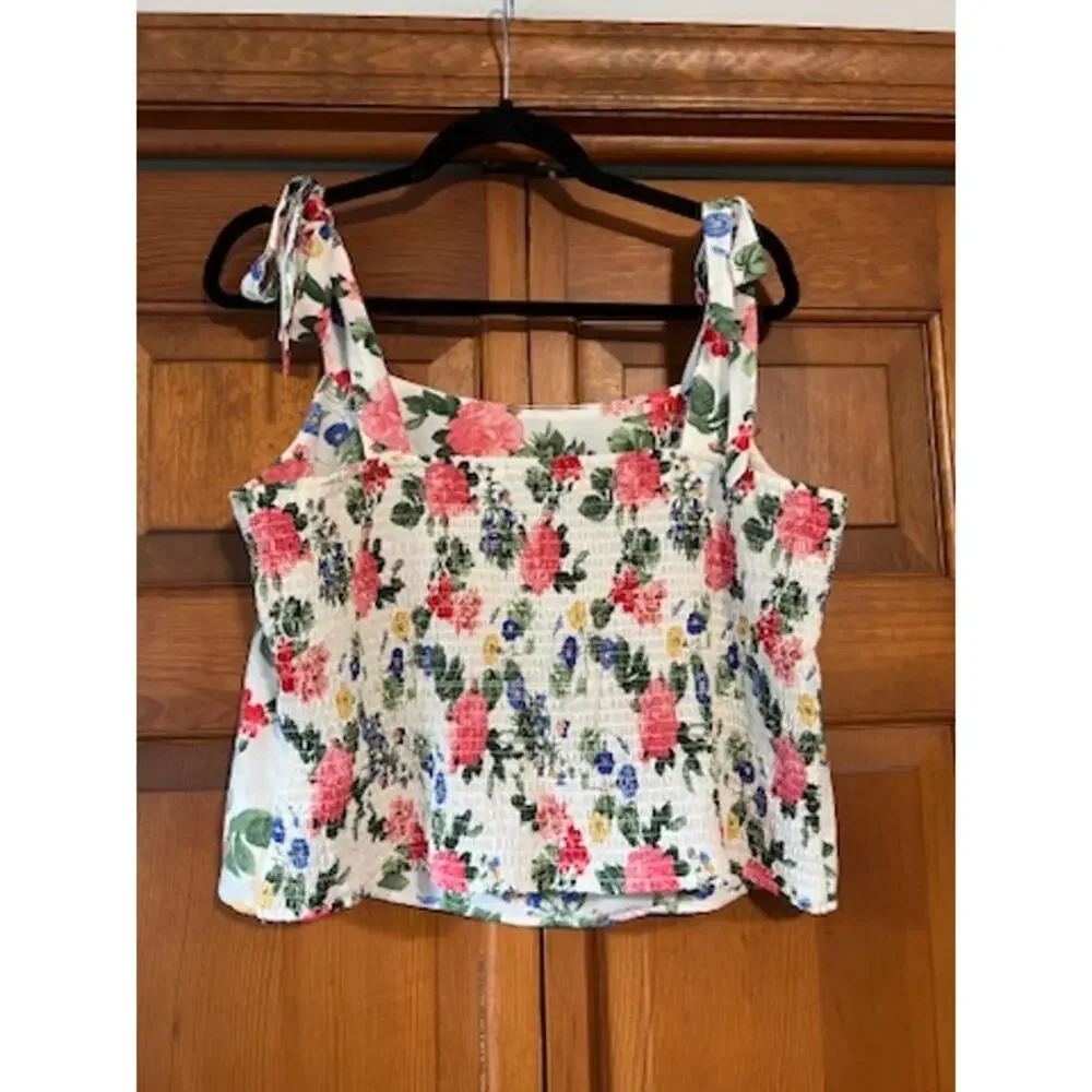 Old Navy Fitted Tie-Shoulder Cropped Dobby Corset Cami Top Pink Rose Coquette XL